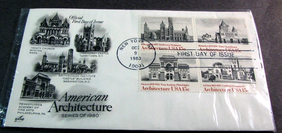 US Stamp FDC Scott# 1838-1841 American Architecture 1980 Used PL45 - Image 1 of 1