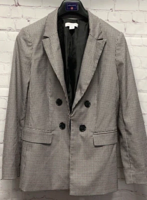 Blazer chaqueta traje Liz Claiborne para mujer talla separada 10 blanco/rojo/negro a cuadros Foto 1 de 4