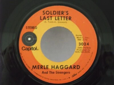 Merle Haggard & the Strangers,Cap. 3024,"Soldier's Last Letter"US,7"45,1970,M- - Image 1 of 2