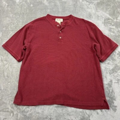 Camisa Eddie Bauer Para Hombre Grande Roja Manga Corta Henley Informal Aire Libre Trabajo Ciudad Foto 1 de 4