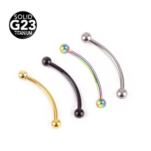 5pcs. Pack G23 Titanium Curved Barbell Tongue Snake-Eyes Piercing 16G 9/16" - Picture 1 of 3