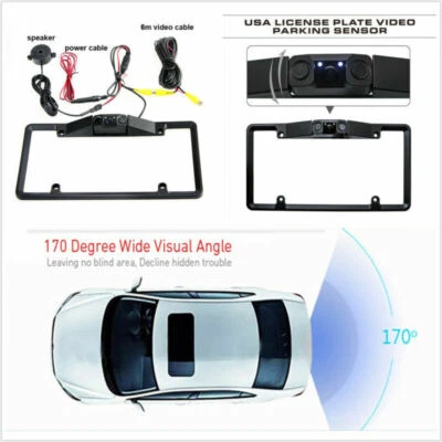 Marco de matrícula de automóvil sensor de estacionamiento radar cámara de reversa visión trasera visión nocturna Foto 1 de 4