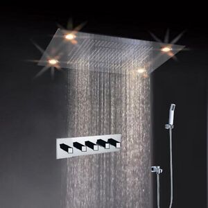 31" Large Rain Shower Set Faucet Double Waterfall Shower Super LED Shower Heads