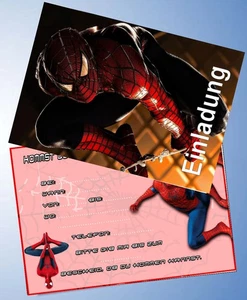 12 Einladungskarten & 12 Umschläge für Geburtstag Spiderman  ( 127 ) - Bild 1 von 3
