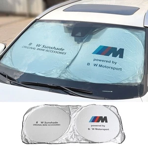 For BMW M Car Front Rear Windshield Sun Shade Shield Cover Visor Block Foldable - Picture 1 of 16