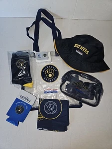 Milwaukee Brewers 7 Item Lot:Clear Bag Bucket Hat Fanny Pack Koozie Socks Speake - Picture 1 of 2