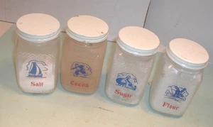 7 Vintage Klarglas Gewürzbehälter Blau Holländer Fronten - Bild 1 von 2