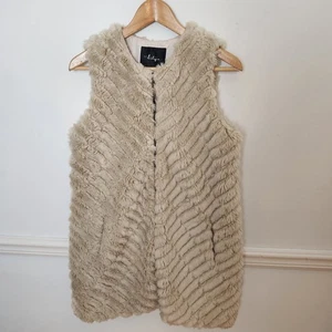 Nuevo Chaleco BKE Boutique Imitación Piel Talla Pequeña Mujer Beige Boho Hippie Informal Vegano - Imagen 1 de 12