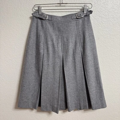Falda Rag & Bone 2 Gris Granate Mezcla de Lana Italiana Hebilla Plisada Hasta la Rodilla Foto 1 de 4