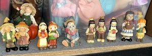 VTG Lot of 12 Native American Pilgrims Mini Figurines Fall Thanksgiving Decor - Picture 1 of 6