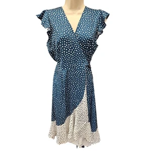 Summersalt L beach to brunch wrap dress contrasting polkadot EUC hi low casual - Picture 1 of 10