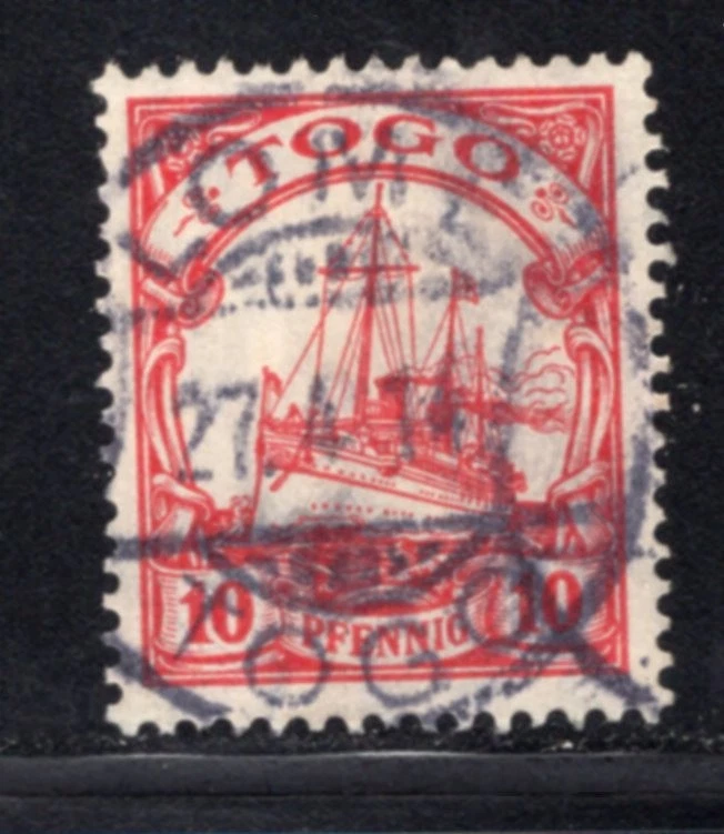 Barco Togo 1914 10pf marca de agua en muy buen estado usado #22 firmado Pauligk BPP CV $110 Foto 1 de 1
