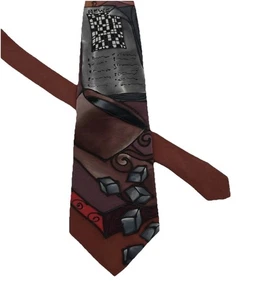 Vintage Hertzenberg Hand Painted Morning Coffee Signed Necktie 100% Silk - Picture 1 of 7