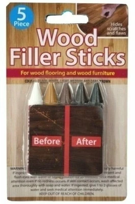 HANDY HOUSEWARES 5pc Wood Filler Sticks - Repair & Restore Scratches on Wood Flooring & Furniture