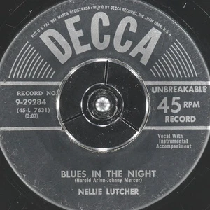 NELLIE LUTCHER Blues In The Night / Breezin' Along With Breeze DECCA 9-29284 VG - Picture 1 of 4