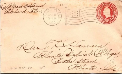GOLDPATH: US postal stationery 1920 Lakeland, FL machine cancel CV882_P18 - Image 1 of 2