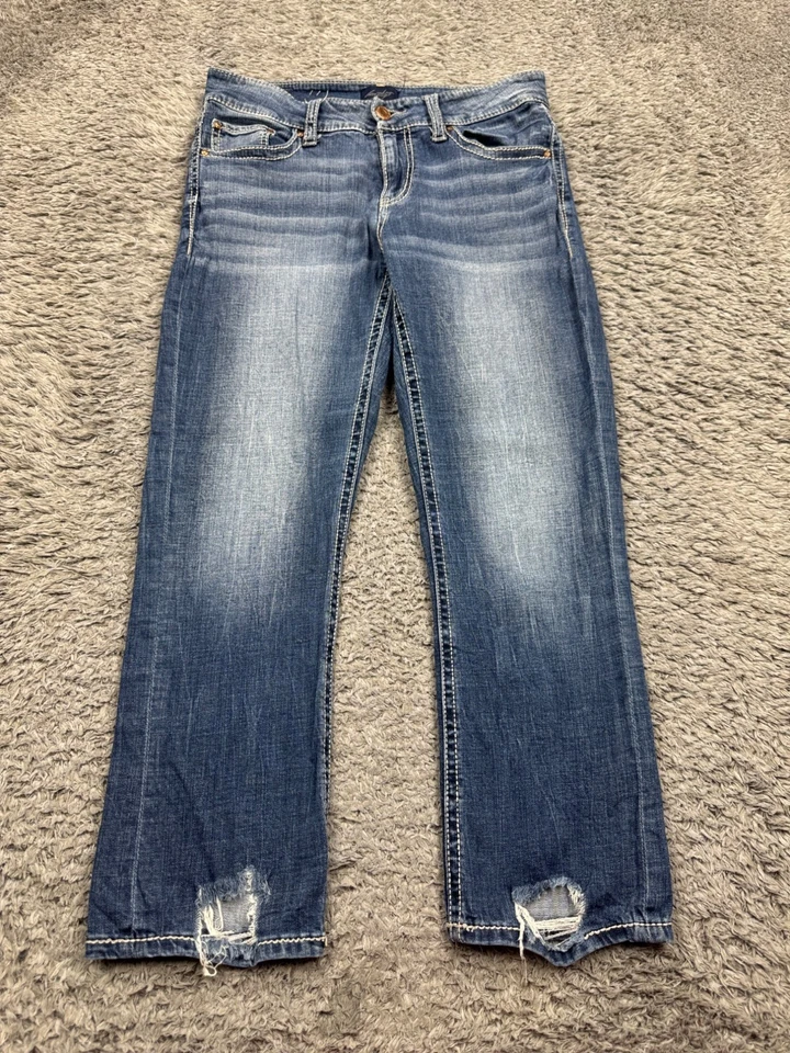 Pantalones de mezclilla capri Daytrip para mujer 28 Virgo desgastados rencor bigote tiro medio Foto 1 de 4