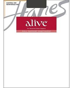2 Hanes Alive Full Support Control Top Reinforced Toe Pantyhose Q00810