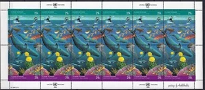 United Nations New York 1992 Yvert #607/08 Mini Sheet Fauna Marine Whales MNH VF - Picture 1 of 1
