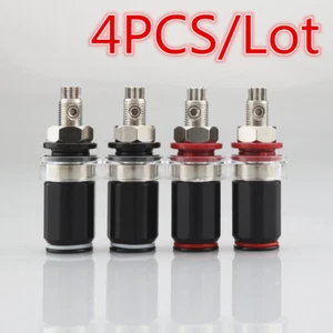 4x Rhodiniert HiFi Aduio Polklemme Buchse Verstärker Lautsprecherabschlüsse - Bild 1 von 11