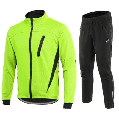 Conjunto de chaqueta de ciclismo de invierno a prueba de viento impermeable pantalones de bicicleta pantalones trajes de bicicleta Foto 1 de 4