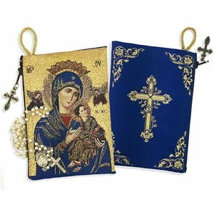 "Virgen del Perpetuo Socorro Cruz en la parte posterior Bolsa de Iconos de Rosario 5 3/8""x4" - Imagen 1 de 1
