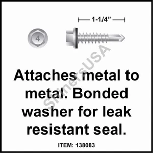 (2500) Tornillo de acero inoxidable autoperforante 410 10-16x1-1/4 TEK 3 arandela adherida 138083 - Imagen 1 de 1