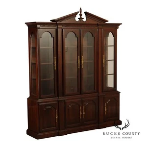 Harden Georgian Style Cherry Breakfront China Cabinet Bookcase - Picture 1 of 14