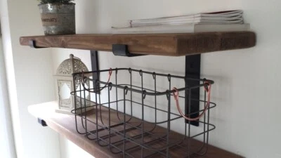 Wooden Shelves - Rustic Industrial Scaffold Board With Wall Brackets - Handmade - Image 1 of 4