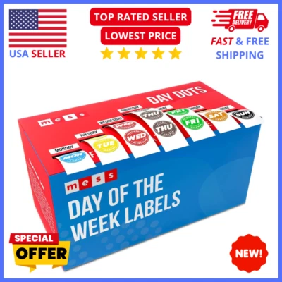 Day-of-Week Food Labels 500ct – Meal Prep Fridge Freezer Expiration Stickers - Image 1 of 4