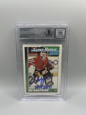 Ed Belfour Signed Inscribed 1991-92 O PEE CHEE #4 Rookie Card Beckett 10 Auto