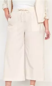 Old Navy Womens  Stretchtech Wide Leg Dry Quick Cropped Pants 4x Ivory High Rise - Picture 1 of 2