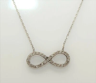 Wunderschöne 925 Sterlingsilber Strass INFINITY Symbol 16-17,5" Halskette - Bild 1 von 4