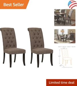 Plush Armless Dining Chair: Graphite Wood & Polyester Upholstery - Set of 2