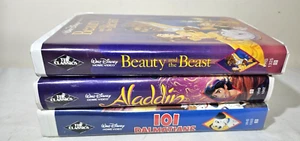 3 - RARE Walt Disney Black Diamond VHS - Beauty & Beast, Aladdin, 101 Dalmatians - Picture 1 of 23