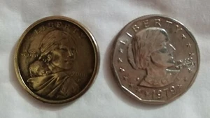 ONE DOLLAR U.S.A Susan B Anthony Liberty 1979 & D SACAGAWEA WOUNDED Eagle 2000 - Picture 1 of 6