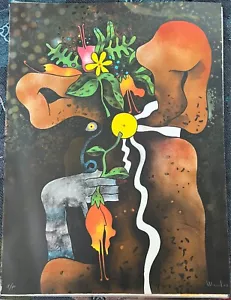 Leonel Maciel - 1980 - "Frau mit Blumen" - signiert - nummerierte Lithographie - Bild 1 von 2