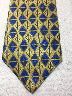 ALFANI 男式领带蓝色和金色 4 X 58 — 第 1/4 张图片