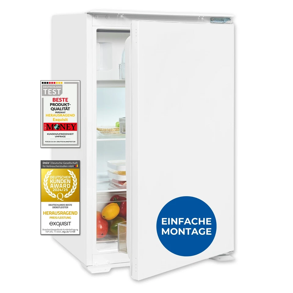 Exquisit Einbaukühlschrank mit Gefrierfach, 118 L, 88cm, EKS5131-4-E-040D weiss - Bild 1 von 4