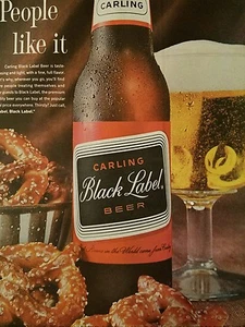 1963 Carling Black beer glass  pretzels people like it ad - Picture 1 of 1