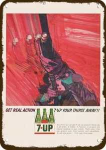 1964 Bob Peak Skeet Shooting & 7UP SODA Vintg-Look DECORATIVE REPLICA METAL SIGN - Bild 1 von 1