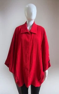 $1,970 KISS OF THE WOLF 100% SILK Batwing Jacket, Size Medium, Lipstick Red - Picture 1 of 7