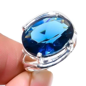Anillo de joyería de plata estornino 925 con piedras preciosas hechas a mano de tanzanita azul talla 5,75 (EE. UU.) - Imagen 1 de 1