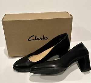 Clarks Kaylin60 Court Womens Shoe Pump Black Leather Size 8 M New w Box