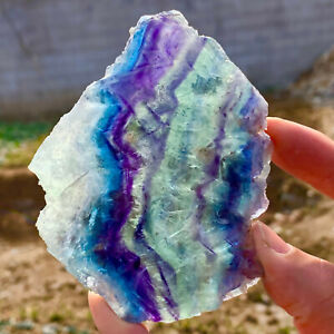 137G  Natural beautiful Rainbow Fluorite Crystal Rough stone specimens cure 827