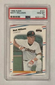 1988 Fleer Matt Williams RC PSA 10, card #101 Giants MVP