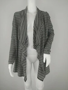 Oneill womens cardigan sweater small striped grey long sleeve open front - Picture 1 of 12