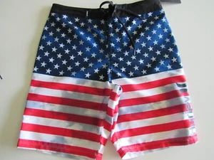 Hurley American Flag Boys Youth Swim Board Shorts 8.5" Inseam Nwt - Picture 1 of 5