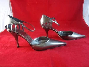 DANIEL BARBARA Pumps size 8 M Strappy HEELS Gray Satin SHOES NWB - Picture 1 of 8