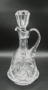 Handled Wine Decanter American Brilliant APB Cut Glass American Pinwheel 12 Inch - Picture 1 of 10